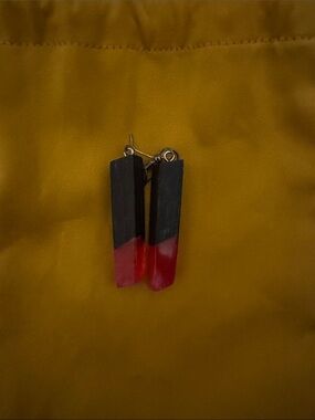 Handmade Black and Red Resin Drop Earrings (From Ireland)